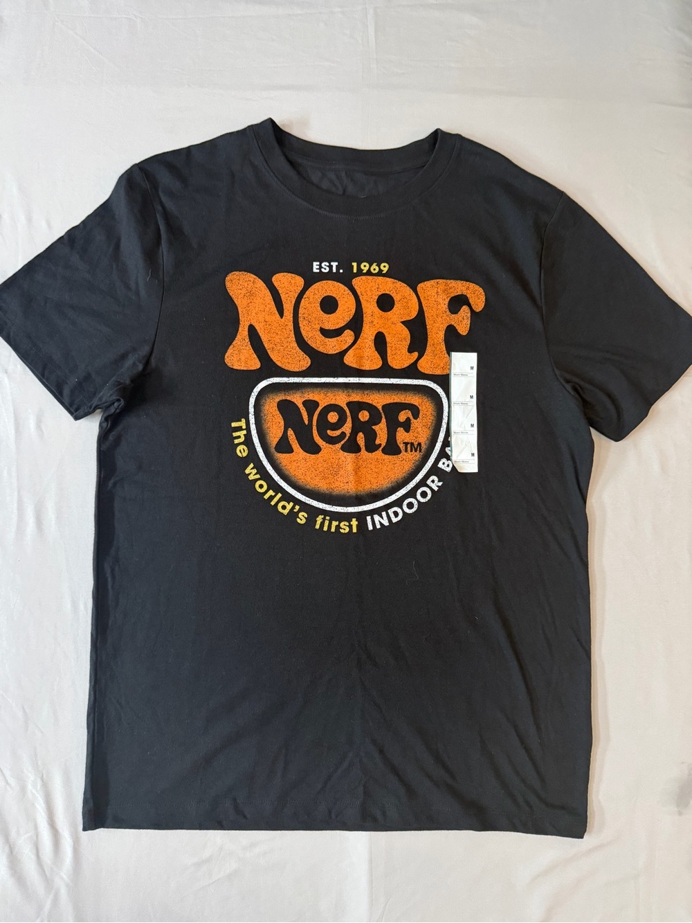 Nerf Black T-Shirt with Orange and Yellow Retro Logo